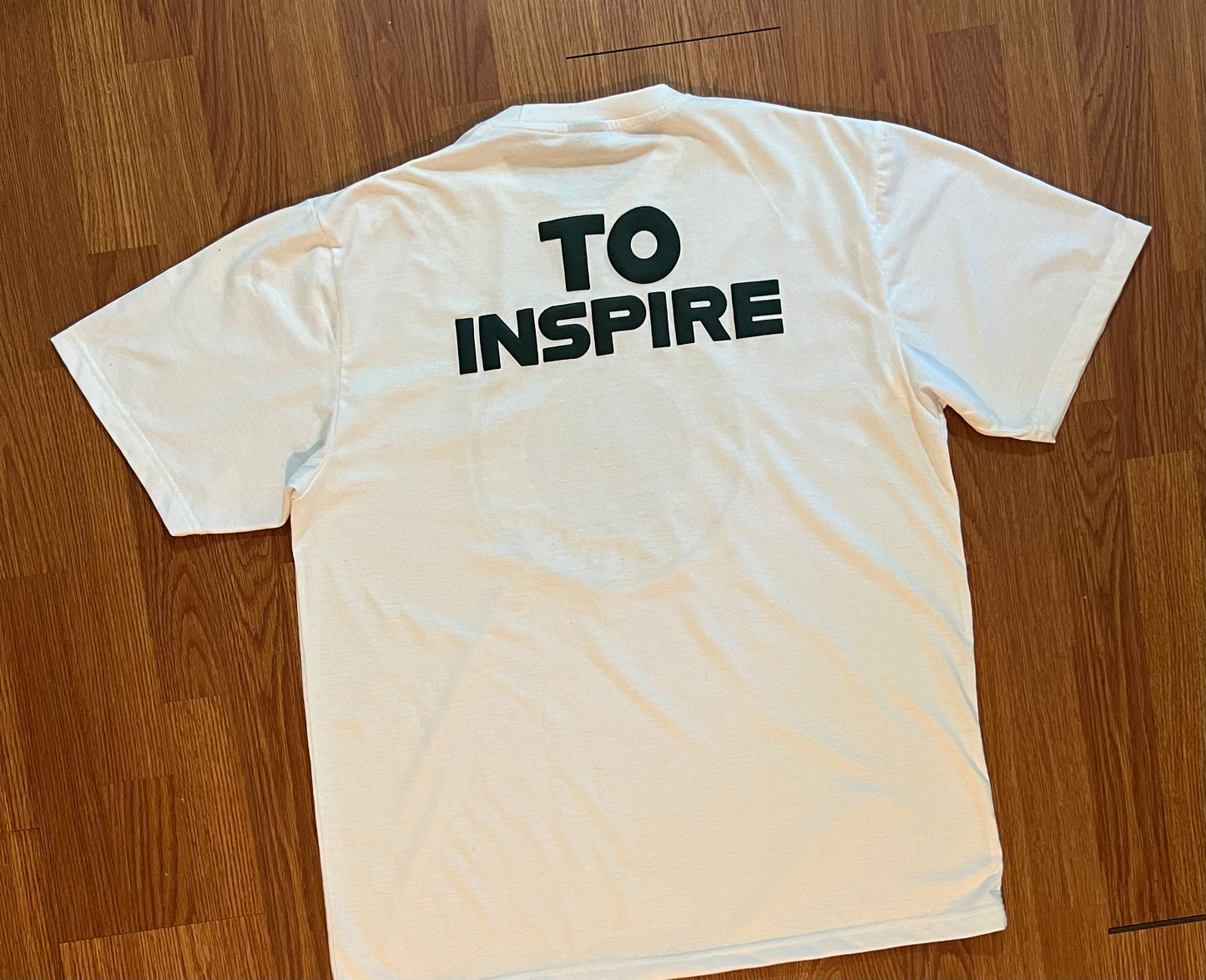 To Inspire White & Forest Green Puffer Tee