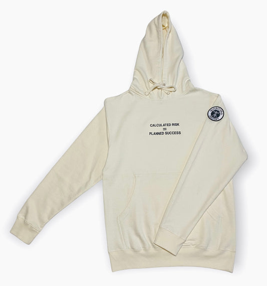 Calculated risk = Planned success bone hoodie